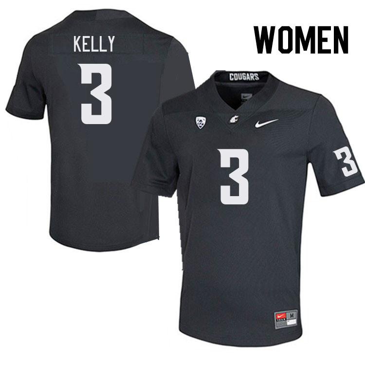 Women #3 Josh Kelly Washington State Cougars College Football Jerseys Stitched Sale-Charcoal